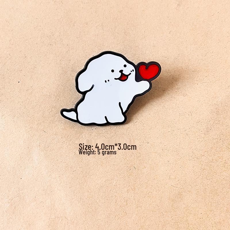 Cartoon Cute Golden Retriever & Maltese Puppy Brooch - Dog Badge for Men, Women, and Students