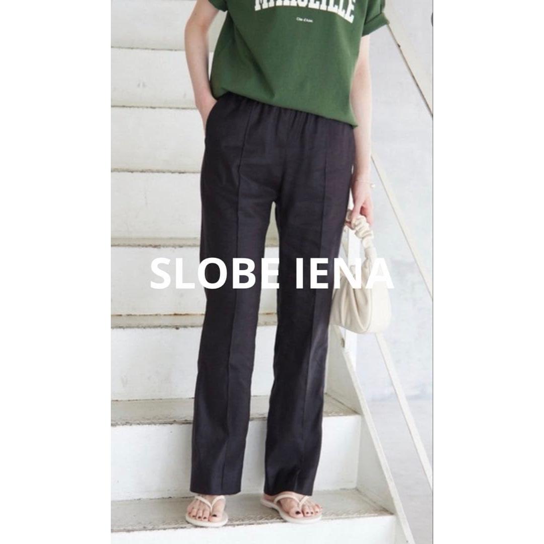 SLOBE IENA linen pintuck semi-flare pants black