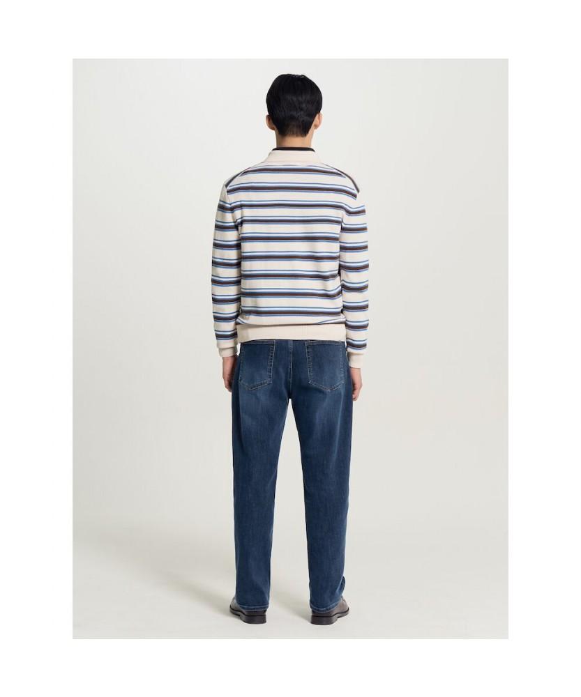 Binpolmen Multi-Stripe Collar Neck Knit Beige
