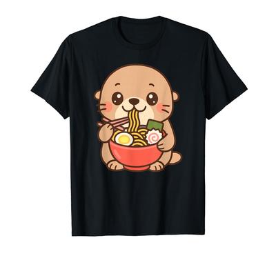 Süßer Otter Ramen-Liebhaber Süßes Foodie Kunst T-Shirt