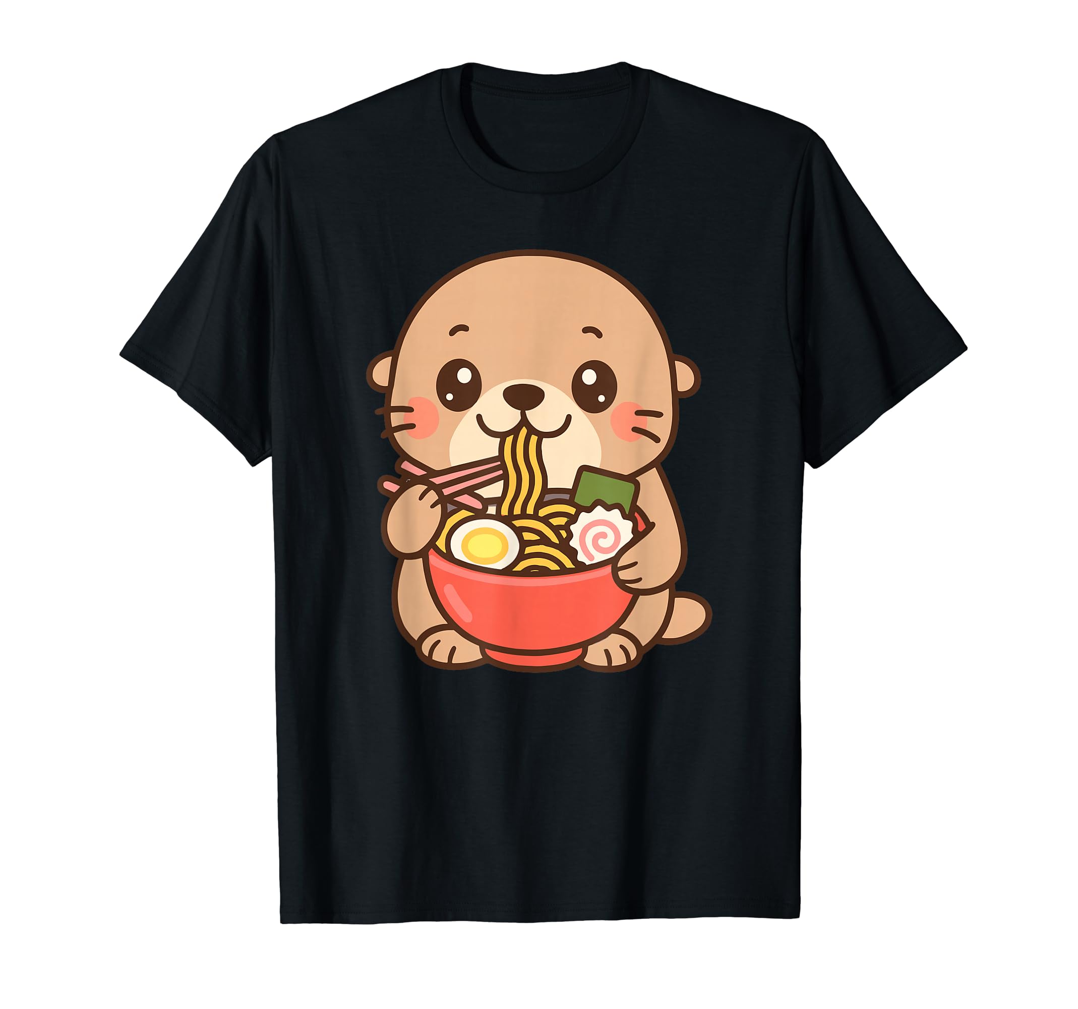 Cute Otter Ramen Lover Cute Foodie Art T-Shirt