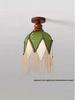 Mid-Century French Green Tassel Pendant Light for Bedroom or Bar