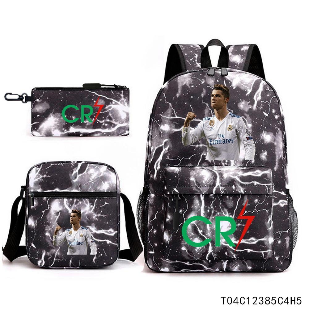 Luo Qixing Three-Piece Schoolbag, Male And Female Students Leisure Bag, Printed Large-Capacity Outdoor Backpack