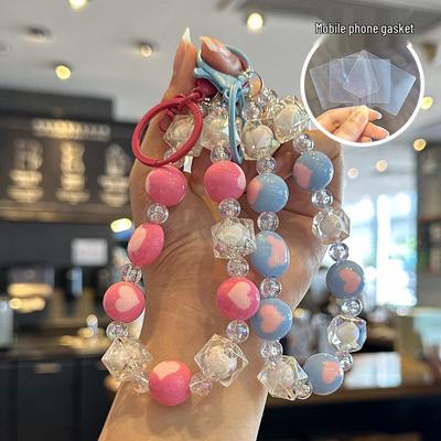Net Red Beaded Bracelet Keychain: Cute DIY Candy Pendant & Anti-lost Phone Chain