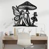 40x40cm Metal Mushroom Angel Girl Wall Art, Hanging Sculpture for Home Decor, Unique Modern Iron Craft Gift