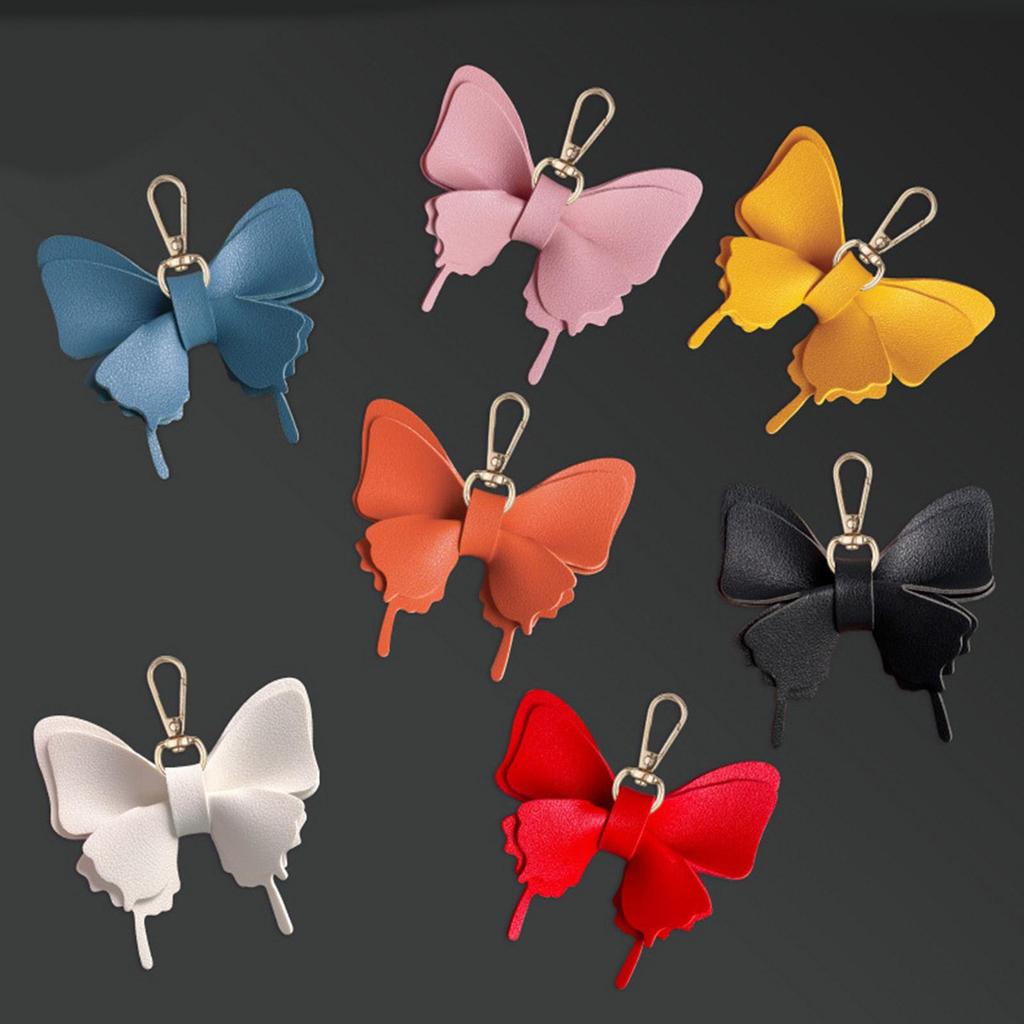 Elegant PU Leather Butterfly Bag Charm Keychain Accessory for Women Stylish Purse Decors Bags Pendant