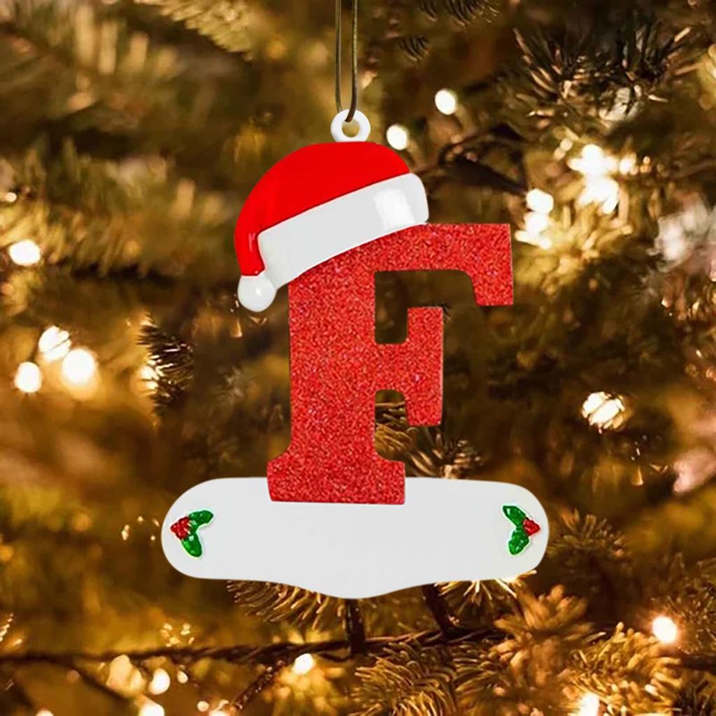 Christmas Tree Decorations 26 English Letters Ornaments DIY Xmas Tree Hanging Decor Single Letter With Christmas Hat