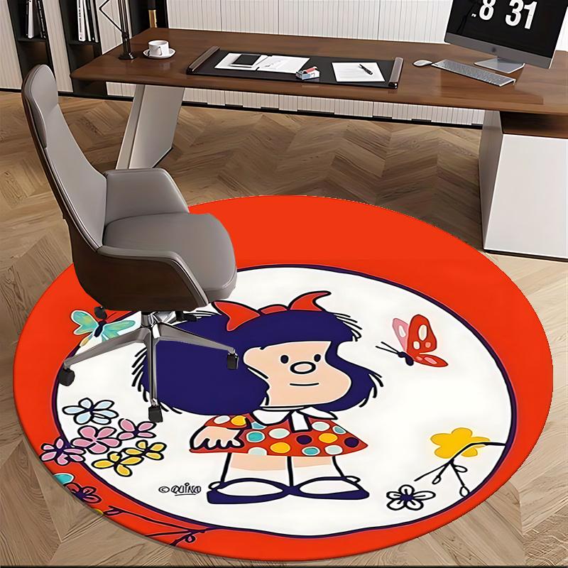 Alfombrilla para Silla Mafalda - Alfombra Redonda para Decoración del Hogar, Uso en Oficina, Sala de Estar