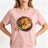 Unisex Cotton Tshirt Noodle Bowl Graphic Tee Aesthetic Food Lover Shrimp Egg Noodles Art Casual Crew Neck Short Sleeve Tops