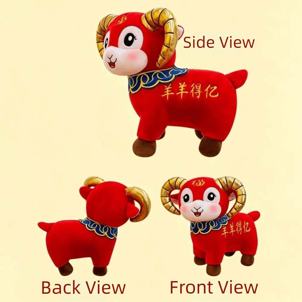 Cute Zodiac Sheep Doll Red New Year Gift Fortune Cushion Ornament 2027 Ram Mascot Corporate Event
