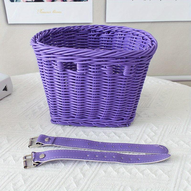 1pc Bicycle Front Basket Hand Knitting Bike Basket Plastic Rattan Bicycle Basket Bike Accessories  Multi-color Optional