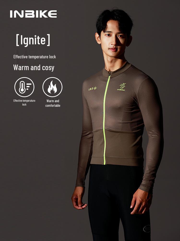 INBIKE Men s Fleece Cycling Jersey - Long Sleeve Autumn/Winter Road Bike Jacket L