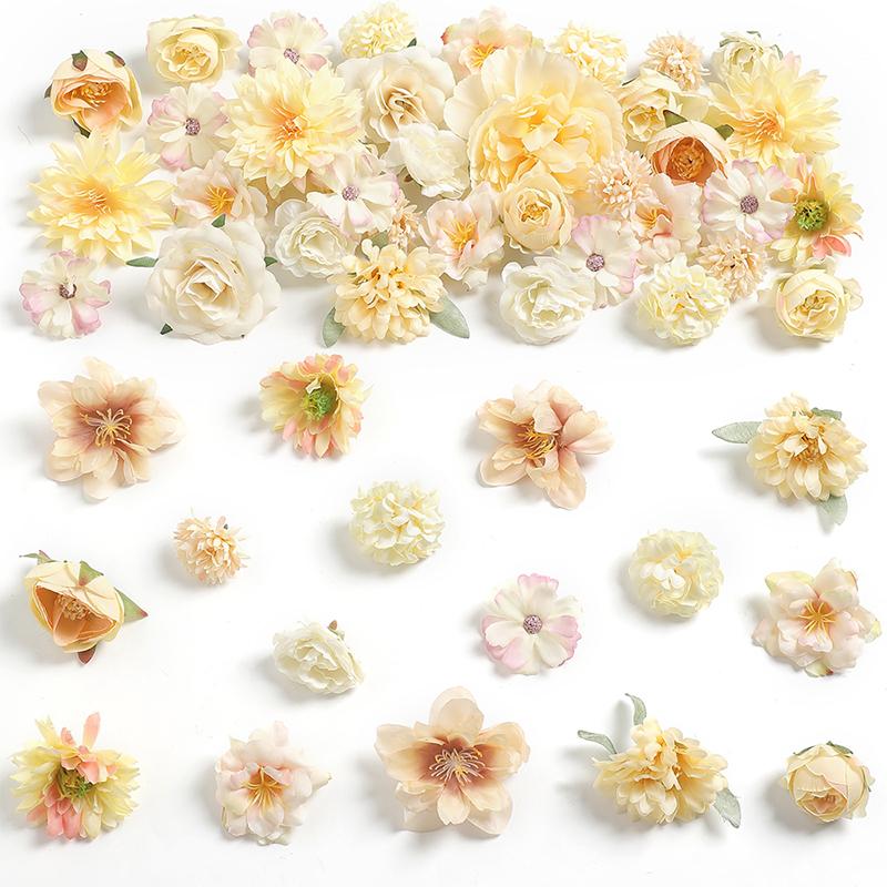 18/21Pcs Multicolor Mixed 5cm Artificial Flowers Silk Rose Fake Flowers for Home Wedding Decor DIY Craft Flower Wall Accessory