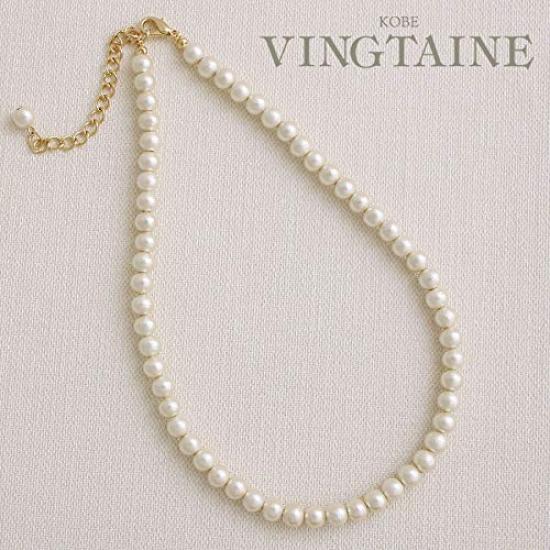 [VINGTAINE] Cotton Pearl Short Necklace 6mm Choker Short Kiska Wedding Party After-party Elegant Sophisticated C3267A