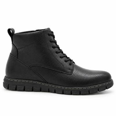 Black Leather Ankle Boots With Laces Bro18 105492