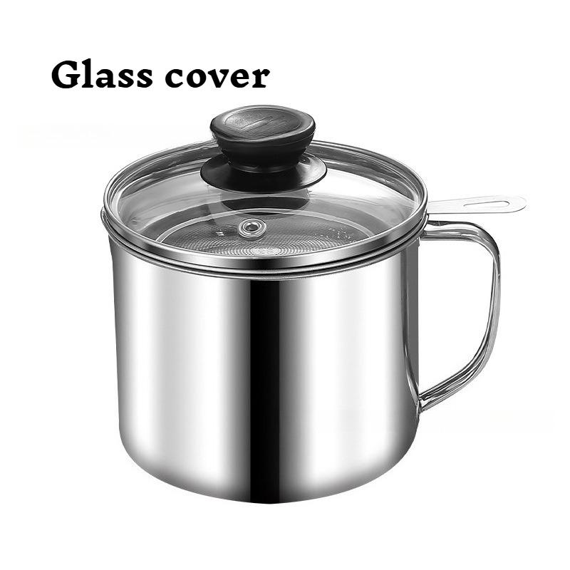 Stainless Steel Oil Filter Pot Household Cooking Oil Storage Can with Strainer Cover Easy-Grip Handle Oil Container Kitchen Tool