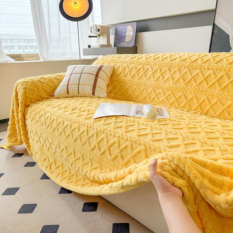 

Плед Тафу Чехол на диван Теплое Мягкое Одеяло для дивана на зиму Однотонные Пледы для дивана Одноместный/Двухместный/Трехместный Чехол на диван 180x130cm