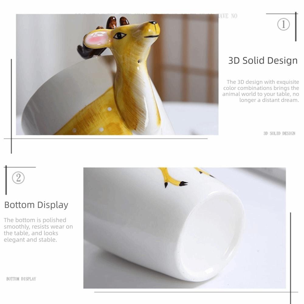 3D Hayvan Şekilli Kulplu Hayvan Şekilli Seramik Fincan El Boyaması Hayvanlar Kupa Doğum Günü Hediyesi