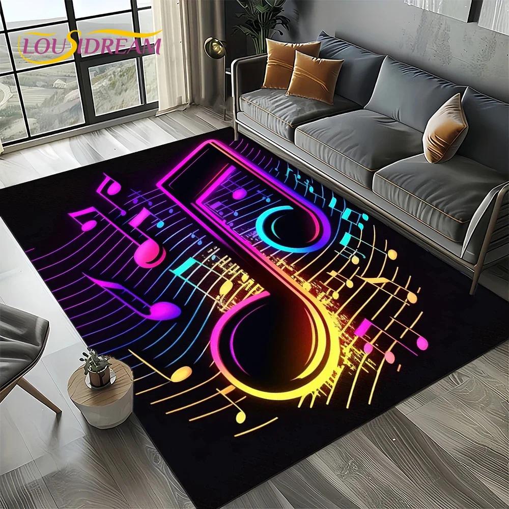 Dream Note Music Colorful Musical Score Cartoon Carpet Rug for Living Room Bedroom Home Sofa Decoration,Kid Non-slip Floor Mat