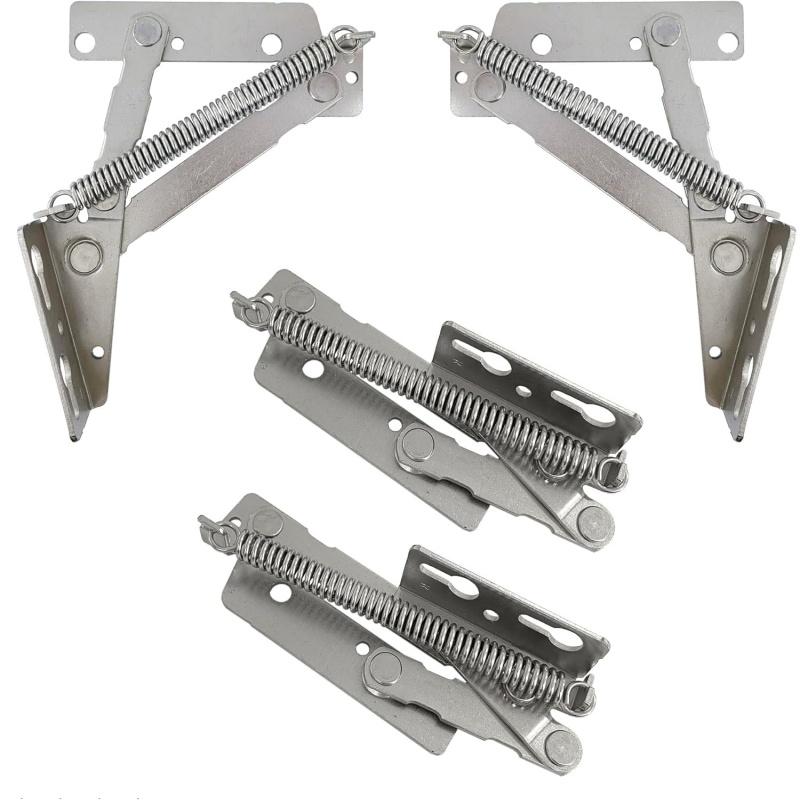 1 Pair Cabinet Sofa Bed Sprung Hinge Lift-Up Hinge Flap Support Adjustable 80° Opening Storage Cabinet Triangular Spring Hinges