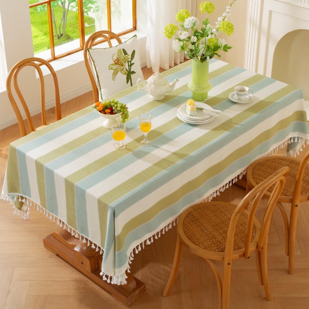 Striped Cotton And Linen Tablecloth, Living Room American Dining Table Mat, Rectangular Coffee Table Tablecloth, Simple, Small And Fresh