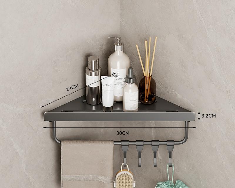 Bathroom Corner Storage Rack Punch-Free Toilet Alumimum Organization Storage Shelves for Wall Toiletries Shower Accessories New