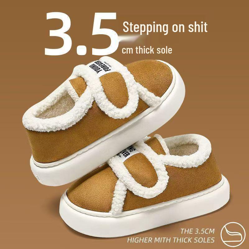 Damskie Zimowe Grube Kapcie Bawełniane Antypoślizgowe – Ciepłe Kapcie Indoor/Outdoor Zamknięte z Magicznym Rzepem