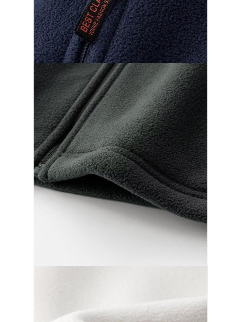 Men's Plus Size Stand Collar Fleece Jacket - Loose Fit for Spring and Autumn