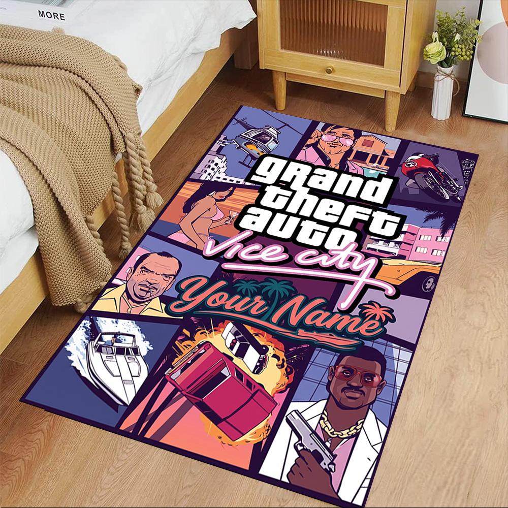 Grand Theft Auto Customize Your Name Area Rug Suitable for Decorate room Game Room Foyer Hallway Antislip Carpet Office home decor Spiritual Gift
