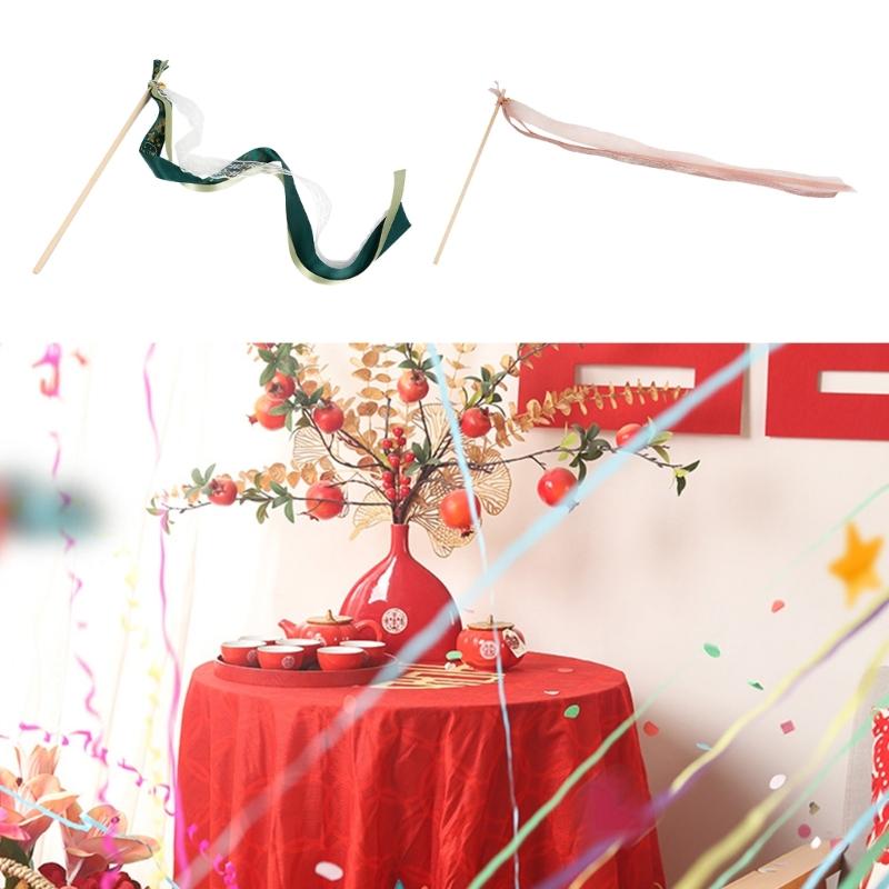 Wedding Ribbon Stick with Bells Party Streamers Fairys Stick Wand Ribbon Tassels Wands Holiday Celebration Supplies