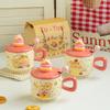 Creative Cute Little Bear Ceramic Cup with Lid for Home Cartoon Girl Couple Water Cup High Looking Souvenir Mug