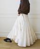 Green Butter Cancan Ruffle Long Skirt (Cream)