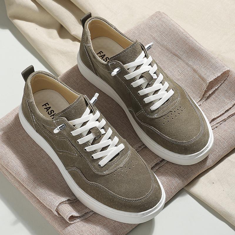 Classic Suede Leather Mens Walking Shoes Non-Slip Simple Skateboard Shoes Fashion Male Outdoor Footwear New Arrival Driving Shoe