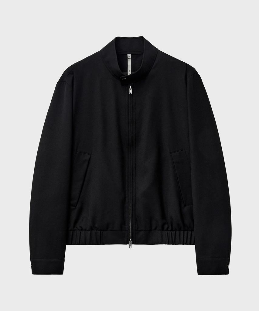 Noirer Oversized Wool Harrington Jacket (Black)