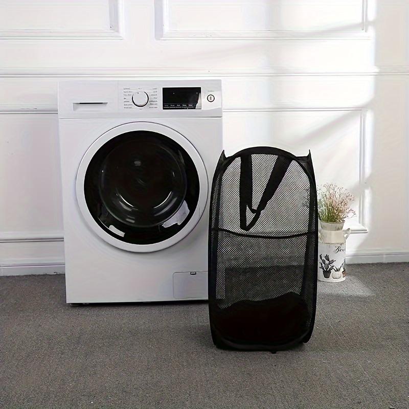 1pc Collapsible Mesh Laundry Hamper with Durable Handles & Side Pockets - Portable Expandable Clothes Basket for Dorm, Bathroom, Travel