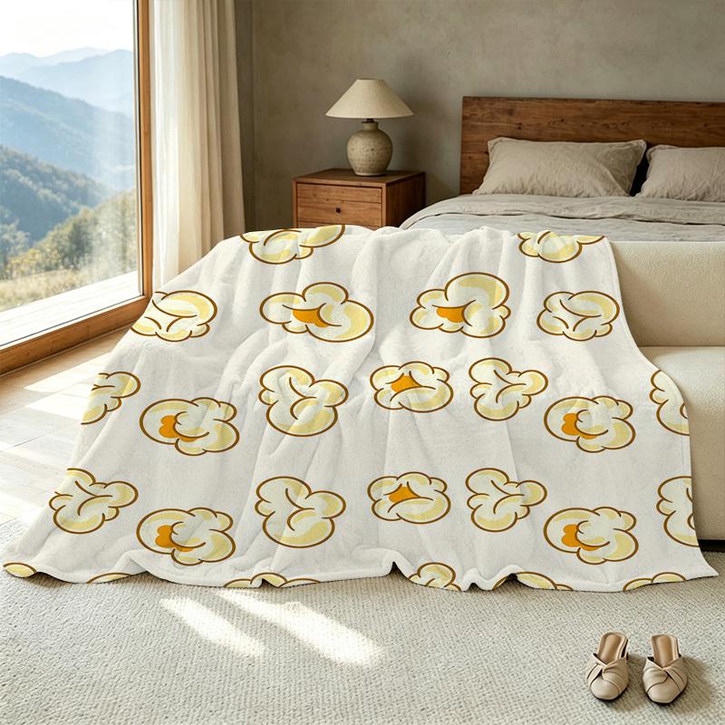 Lightweight Flannel Blanket,Popcorn Collection, Soft & Skin-friendly, Versatile Warm Throw for Home, Perfect for Christmas & Halloween