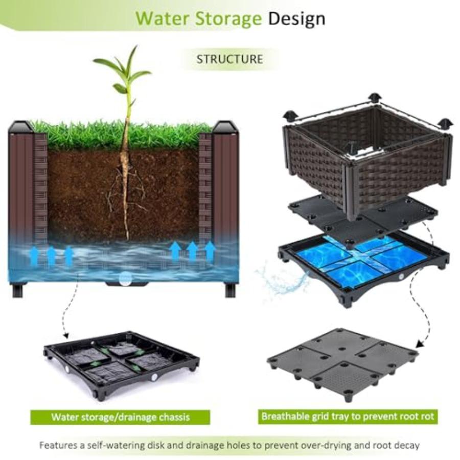 Raised Garden Bed Planters for Outdoor Plants with Legs Elevated Rectangular Planter Boxes Garden Patio Balcony Deck for Planti