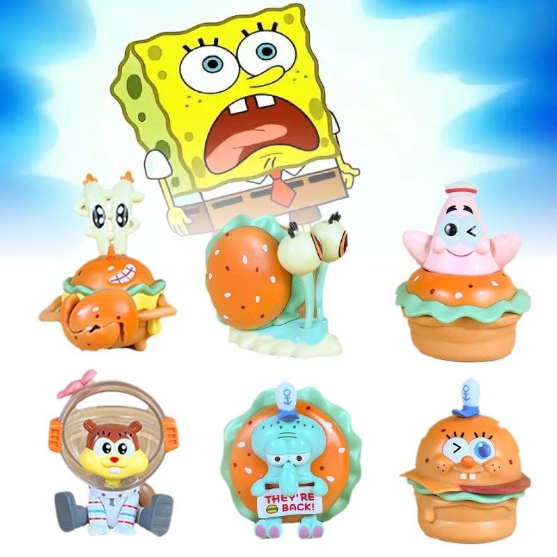 Adorável Conjunto de Figuras de PVC de Armadilha de Caranguejo do Bob Esponja Calça Quadrada Para Decorações de Festa de Aniversário