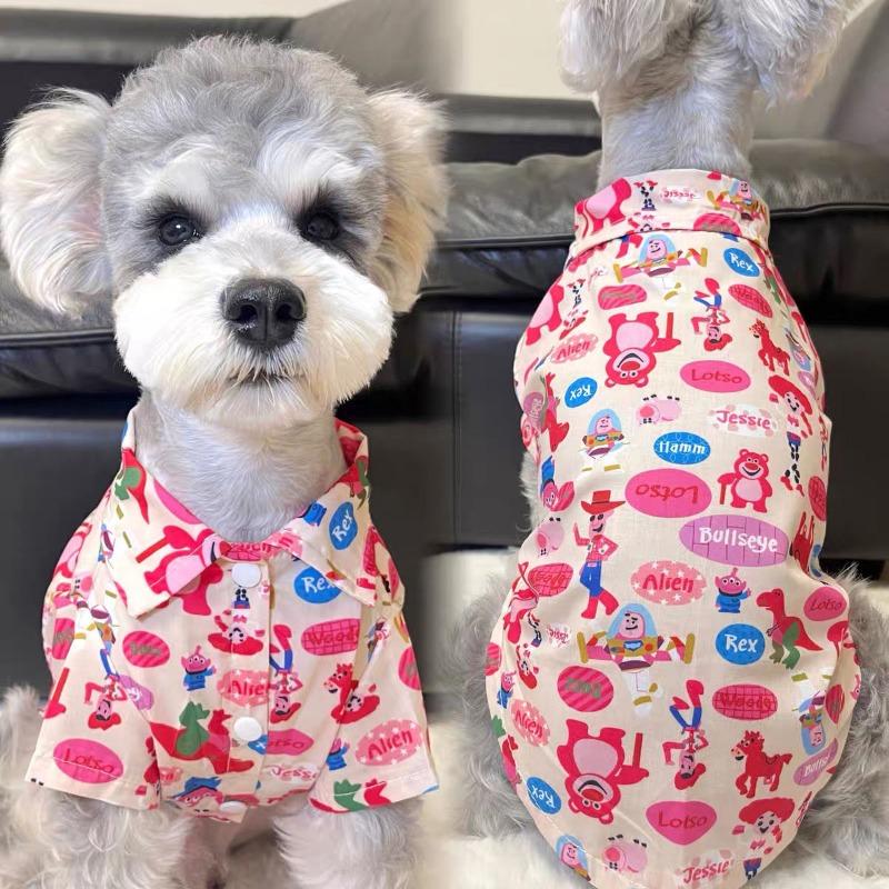 

Pet cat and dog clothes, summer thin pink bear shirt, small and large dog anti-hair loss air-conditioning clothes 2XL chest 55 back 45 about 14-9 kg