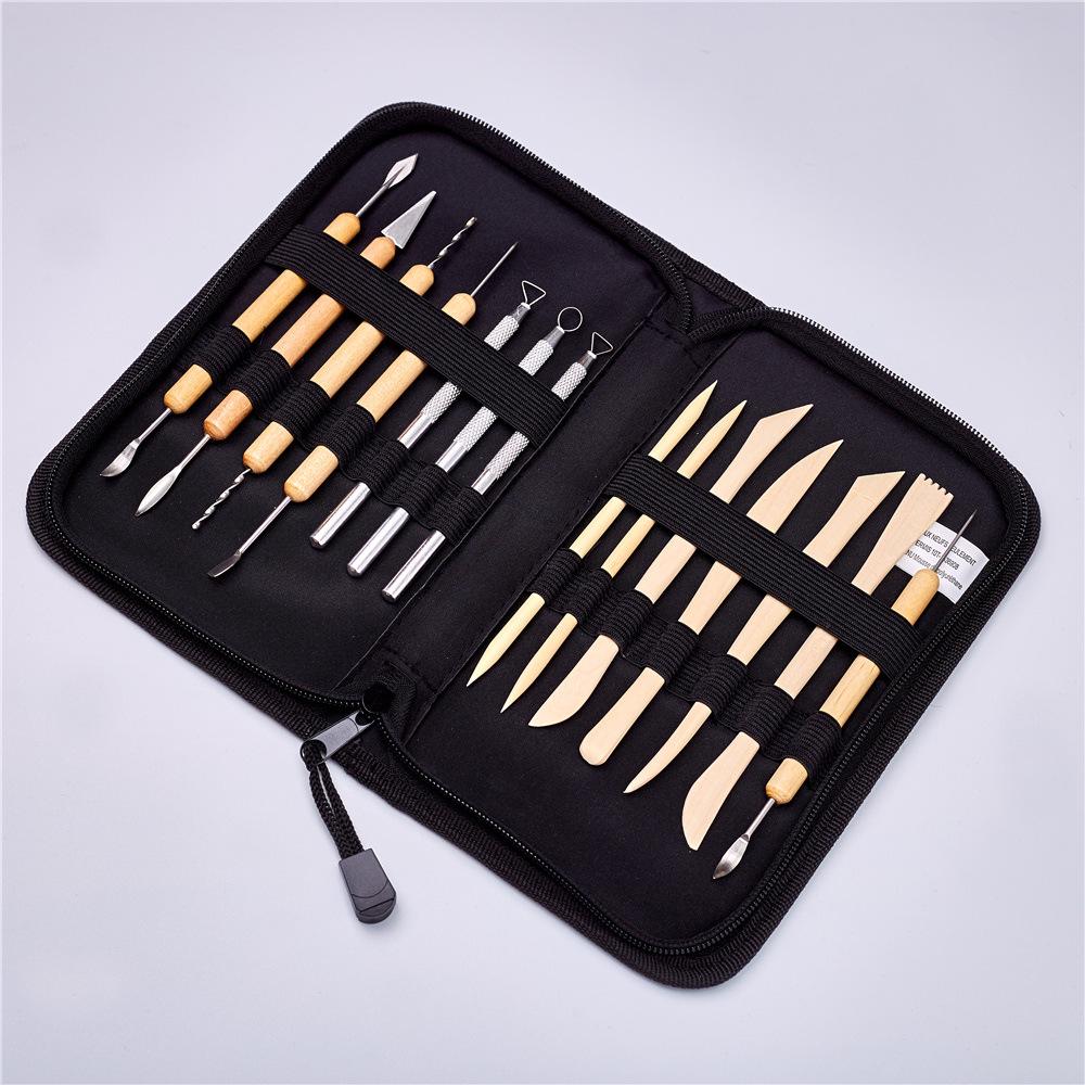 14-Piece Clay Sculpting Tool Set: Pottery, Polymer, Plasticine, Carving Knives, Aluminum Rod, Double-Ended Shaping Tools