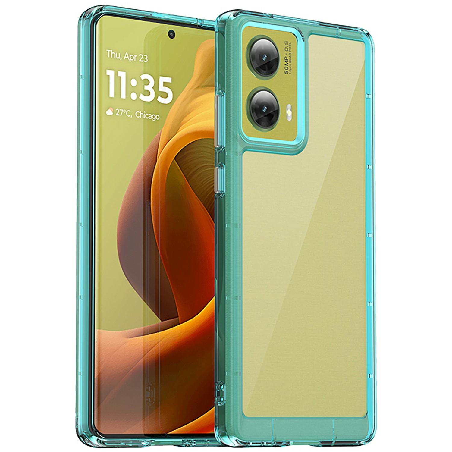 

For Motorola Moto G85 5G/S50 Neo 5G Case TPU +Acrylic Protective Clear Phone Cover Transparent Blue