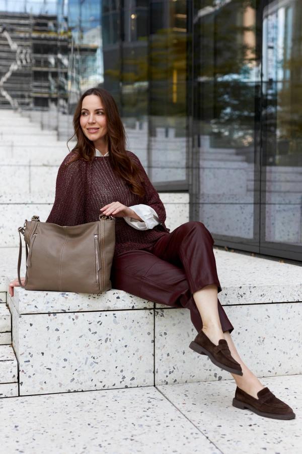 Vera Pelle Italian Leather A4 Handbag - Two-Compartment Shopper | Natural Leather | Taupe