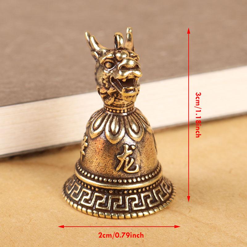 Messing chinesische 12 Sternzeichen Tiere Köpfe Glocke Schlüsselanhänger Anhänger Schmuck Vintage