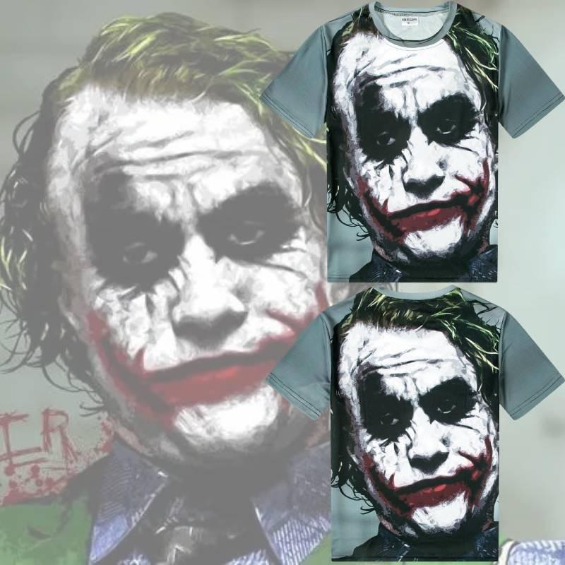 Trendy Joker 3d Print T-shirt Short Sleeve Loose Fit Round Neck Tee Polyester