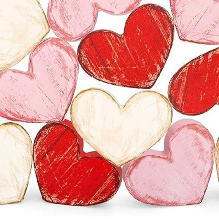 Wooden Valentine Decors Ornament Set For Farmhouse Decors Small Item Storage Handmade Wood Heart Shaped European Styles