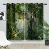 2pcs/set Blackout Curtains Sunny Forest Natural Green Space Landscape Polyester Window Bedroom Kitchen Home Interior Curtains
