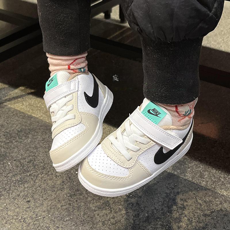 Nike Court Borough Comfortable Sports Durable Breathable Low-Top Sneakers Baby Sneakers Gray White DZ2788-101