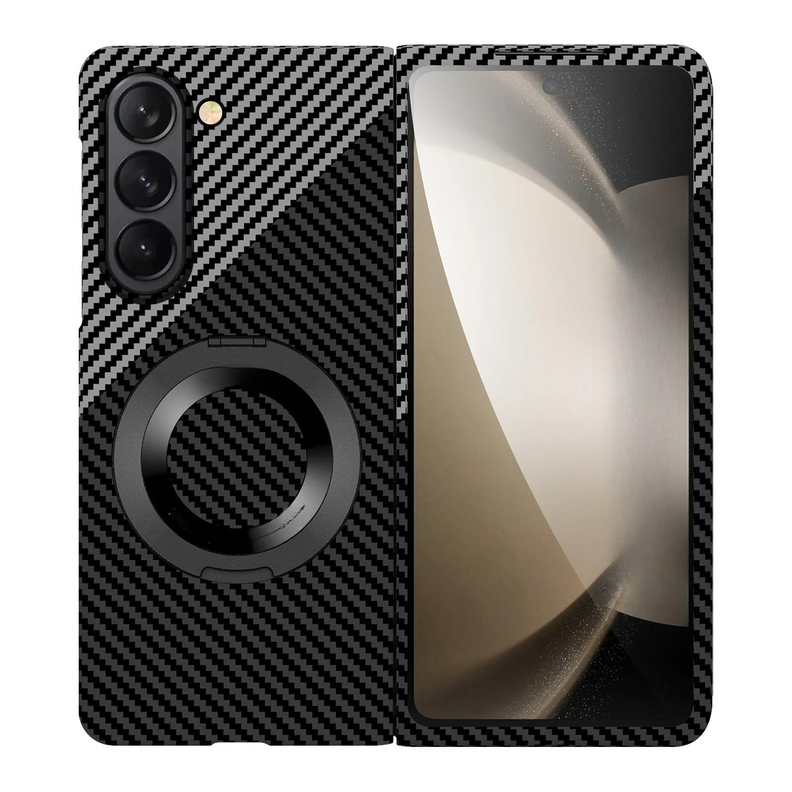 

Fiber Plastic Magnetic Case for Samsung Galaxy Z Fold 7 6 5 4 Rotating Bracket Wireless Charging Cover Not Made of Real Carbon Galaxy Z Fold7