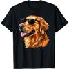 Golden Retriever Hund Solglasögon T-shirt för Män Kvinnor Barn