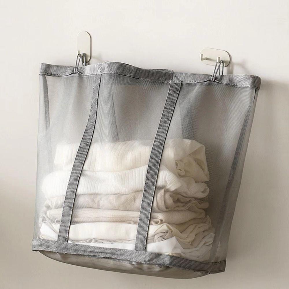 with Handle Dirty Clothes Organizer Wall Mounted Mesh Laundry Hamper  Household